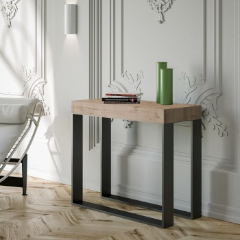 Console Elettra structure Anthracite - Console extensible 90x40/196 cm Elettra Small Frêne Blanc structure Anthracite