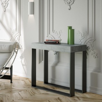 Console Elettra structure Anthracite - Console extensible 90x40/196 cm Elettra Small Frêne Blanc structure Anthracite