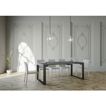 Console Elettra structure Anthracite - Console extensible 90x40/196 cm Elettra Small Frêne Blanc structure Anthracite