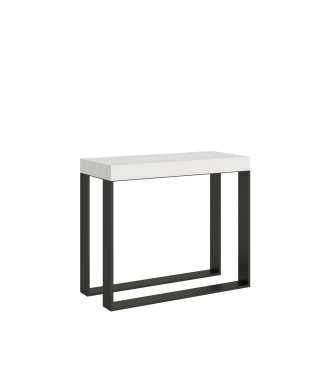 Console Elettra structure Anthracite - Console extensible 90x40/196 cm Elettra Small Frêne Blanc structure Anthracite