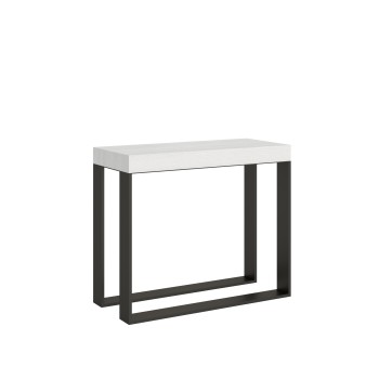 Console Elettra structure Anthracite - Console extensible 90x40/196 cm Elettra Small Frêne Blanc structure Anthracite