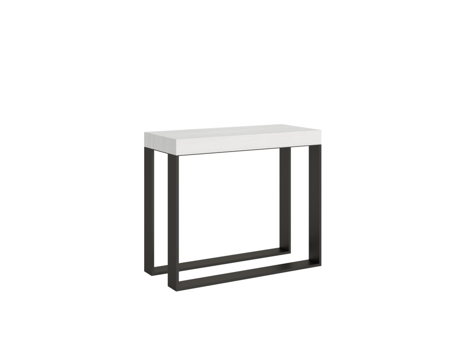 Console Elettra structure Anthracite - Console extensible 90x40/196 cm Elettra Small Frêne Blanc structure Anthracite