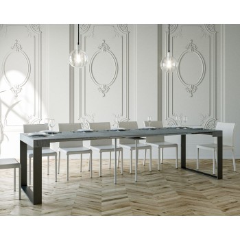 Console Elettra structure Anthracite - Console extensible 90x40/300 cm Elettra Frêne Blanc structure Anthracite