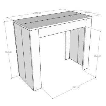 Console Emy - Console extensible 90x42/198 cm Emy Small Spatulé Blanc