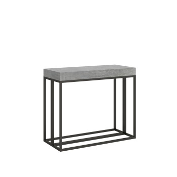 Console Epoca avec structure Anthracite - Console extensible 90x40/196 cm Epoca Small Frêne Blanc avec structure Anthracite