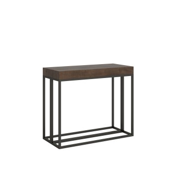 Console Epoca avec structure Anthracite - Console extensible 90x40/196 cm Epoca Small Frêne Blanc avec structure Anthracite