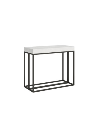 Console Epoca avec structure Anthracite - Console extensible 90x40/196 cm Epoca Small Frêne Blanc avec structure Anthracite