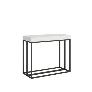 Console Epoca avec structure Anthracite - Console extensible 90x40/196 cm Epoca Small Frêne Blanc avec structure Anthracite