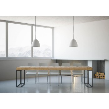 Console Epoca avec structure Anthracite - Console extensible 90x40/300 cm Chêne Nature Premium Epoca avec structure Anthracite