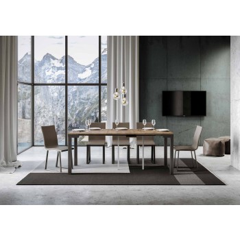 Console Everyday Evolution structure Anthracite - Console extensible 90x40/196 cm Everyday Small Evolution Frêne Blanc structure Anthracite