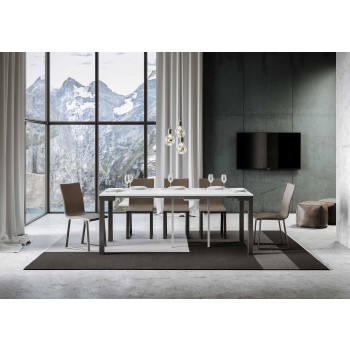 Console Everyday Evolution structure Anthracite - Console extensible 90x40/196 cm Everyday Small Evolution Frêne Blanc structure Anthracite