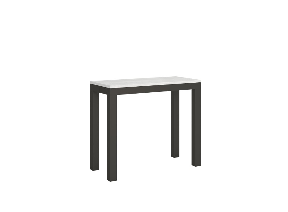 Console Everyday Evolution structure Anthracite - Console extensible 90x40/196 cm Everyday Small Evolution Frêne Blanc structure Anthracite