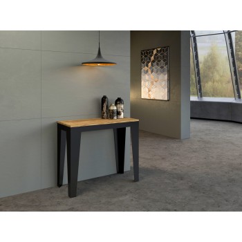 Console Flame Evolution Structure Anthracite - Console Extensible 90x40/300 cm Flame Evolution Frêne Blanc Structure Anthracite