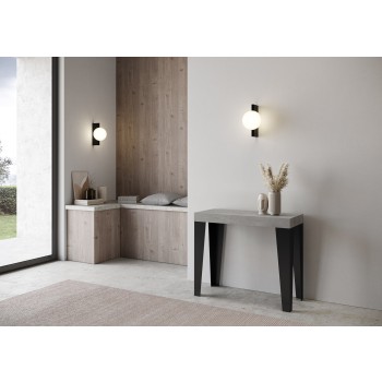 Console Flame Structure Anthracite - Console Extensible 90x40/300 cm Frêne Blanc Flamme Structure Anthracite