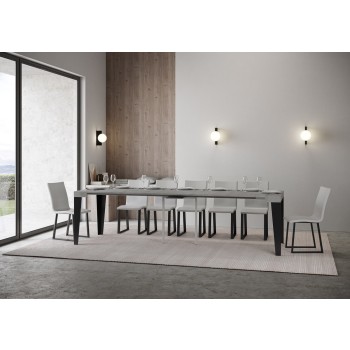 Console Flame Structure Anthracite - Console Extensible 90x40/300 cm Frêne Blanc Flamme Structure Anthracite