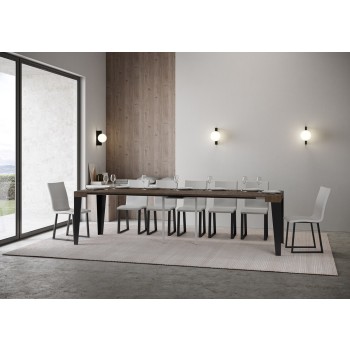 Console Flame Structure Anthracite - Console Extensible 90x40/300 cm Frêne Blanc Flamme Structure Anthracite