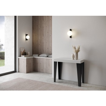 Console Flame Structure Anthracite - Console Extensible 90x40/300 cm Frêne Blanc Flamme Structure Anthracite