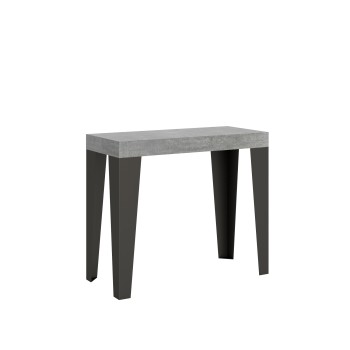 Console Flame Structure Anthracite - Console Extensible 90x40/300 cm Frêne Blanc Flamme Structure Anthracite