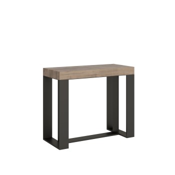 Futura Console structure Anthracite - Console extensible 90x40/196 cm Futura Small Frêne Blanc structure Anthracite