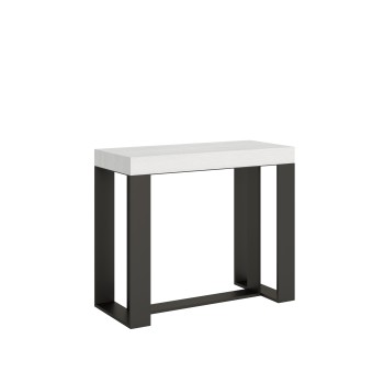 Futura Console structure Anthracite - Console extensible 90x40/196 cm Futura Small Frêne Blanc structure Anthracite