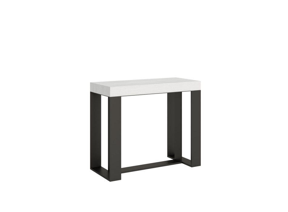 Futura Console structure Anthracite - Console extensible 90x40/196 cm Futura Small Frêne Blanc structure Anthracite