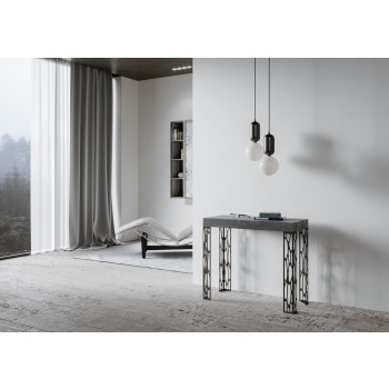 Console Ghibli structure Anthracite - Console extensible 90x40/196 cm Ghibli Small Frêne Blanc structure Anthracite