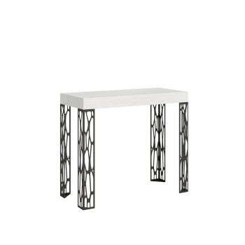 Console Ghibli structure Anthracite - Console extensible 90x40/196 cm Ghibli Small Frêne Blanc structure Anthracite