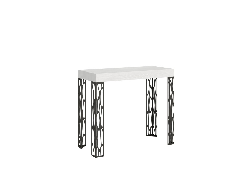 Console Ghibli structure Anthracite - Console extensible 90x40/196 cm Ghibli Small Frêne Blanc structure Anthracite