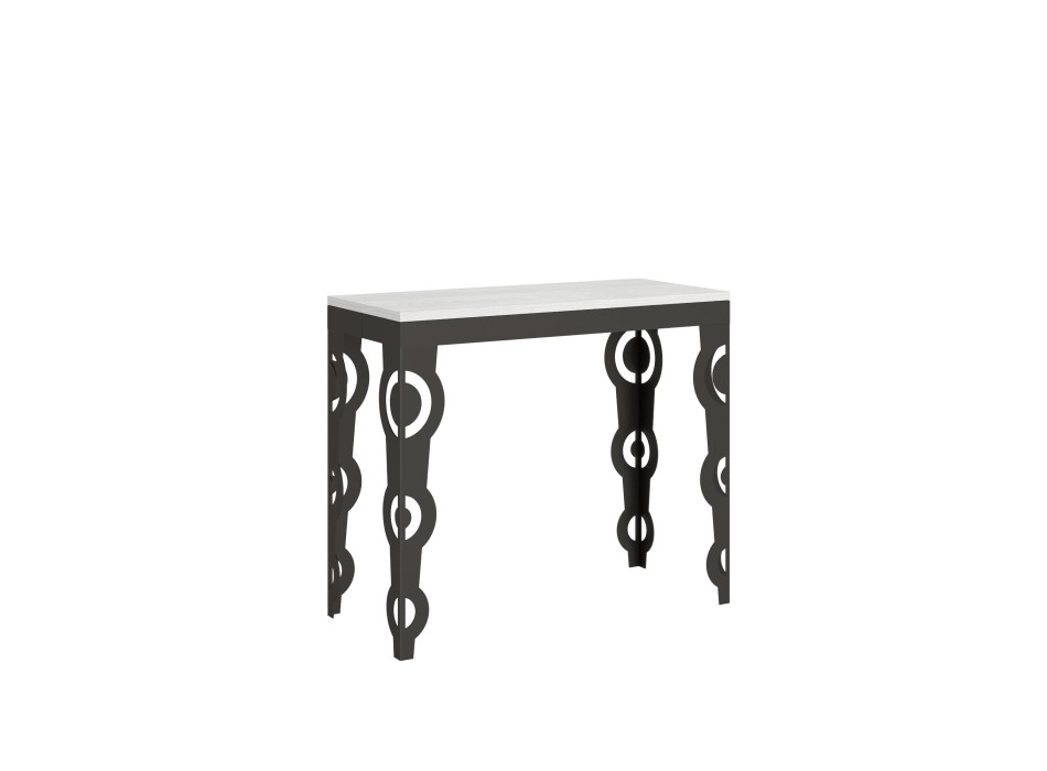 Console Karamay Evolution structure Anthracite - Console extensible 90x40/196 cm Karamay Small Evolution Frêne Blanc structure Anthracite