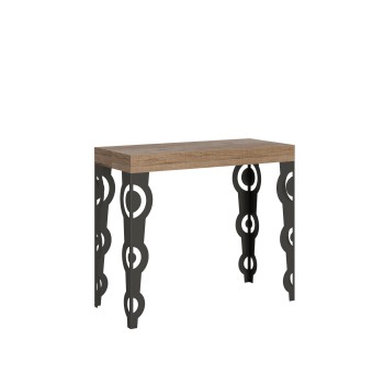 Karamay Premium Console Cadre Anthracite - Console Extensible 90x40/196 cm Karamay Small Premium Frêne Blanc Cadre Anthracite