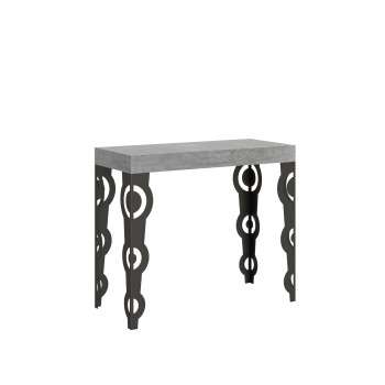 Karamay Premium Console Cadre Anthracite - Console Extensible 90x40/196 cm Karamay Small Premium Frêne Blanc Cadre Anthracite