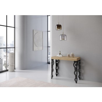 Console Karamay structure Anthracite - Console extensible 90x40/196 cm Karamay Small Frêne Blanc structure Anthracite