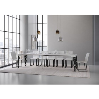 Console Karamay structure Anthracite - Console extensible 90x40/300 cm Karamay Frêne Blanc structure Anthracite