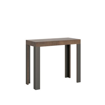 Console Linea structure Anthracite - Console extensible 90x40/196 cm Small Line Frêne Blanc structure Anthracite