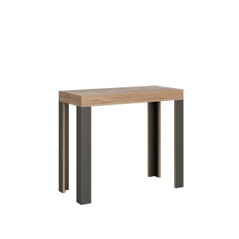 Console Linea structure Anthracite - Console extensible 90x40/196 cm Small Line Frêne Blanc structure Anthracite