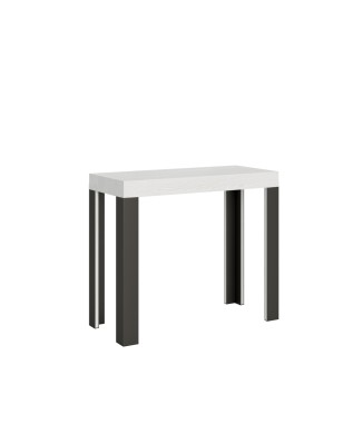 Console Linea structure Anthracite - Console extensible 90x40/196 cm Small Line Frêne Blanc structure Anthracite