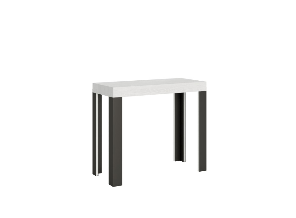 Console Linea structure Anthracite - Console extensible 90x40/196 cm Small Line Frêne Blanc structure Anthracite