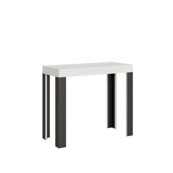 Console Linea structure Anthracite - Console extensible 90x40/300 cm Linea Frêne Blanc structure Anthracite