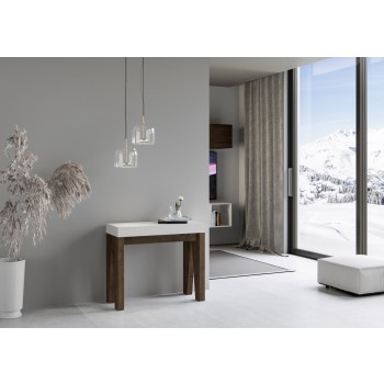 Console Naxy - Console Extensible 90x40/196 cm Naxy Petit Frêne Blanc