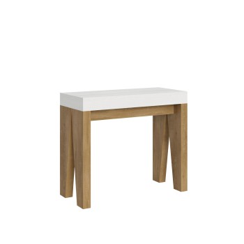 Console Naxy - Console Extensible 90x40/196 cm Naxy Petit Frêne Blanc