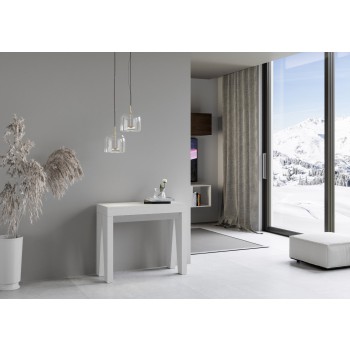 Console Naxy - Console Extensible 90x40/196 cm Naxy Petit Frêne Blanc