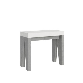 Console Naxy - Console Extensible 90x40/196 cm Naxy Petit Frêne Blanc