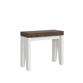 Console Naxy - Console Extensible 90x40/196 cm Naxy Petit Frêne Blanc