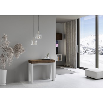 Console Naxy - Console Extensible 90x40/196 cm Naxy Petit Frêne Blanc