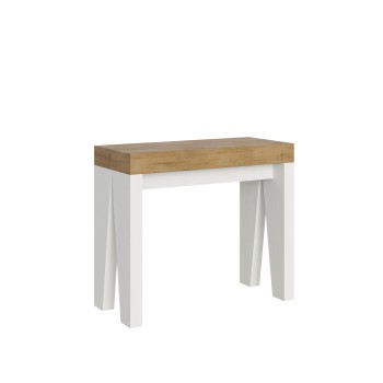 Console Naxy - Console Extensible 90x40/196 cm Naxy Petit Frêne Blanc