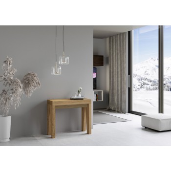 Console Naxy - Console Extensible 90x40/196 cm Naxy Petit Frêne Blanc