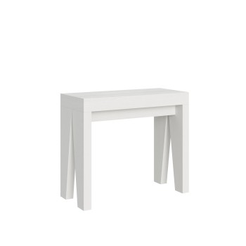 Console Naxy - Console Extensible 90x40/196 cm Naxy Petit Frêne Blanc