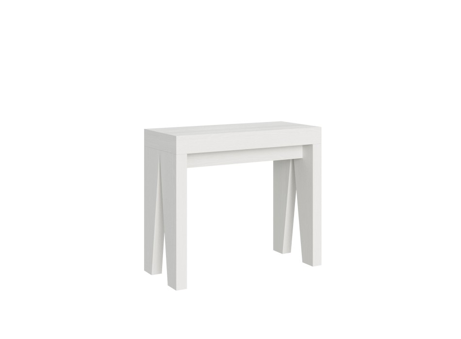 Console Naxy - Console Extensible 90x40/196 cm Naxy Petit Frêne Blanc