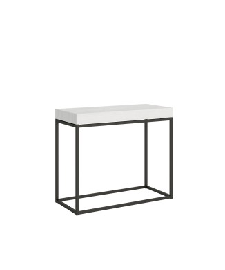 Nordica Console structure Anthracite - Console extensible 90x40/196 cm Nordica Small Frêne Blanc structure Anthracite