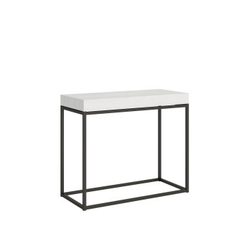 Nordica Console structure Anthracite - Console extensible 90x40/196 cm Nordica Small Frêne Blanc structure Anthracite